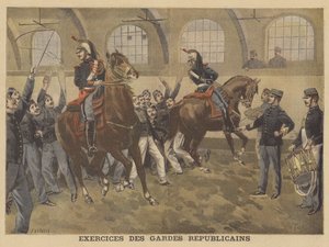Guarda Republicana Francesa realizando exercícios de treinamento equestre